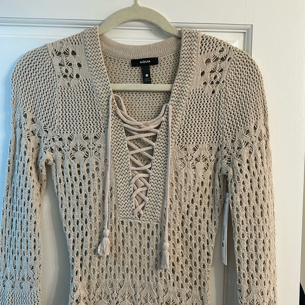 AQUA KNIT CROCHET DRESS
